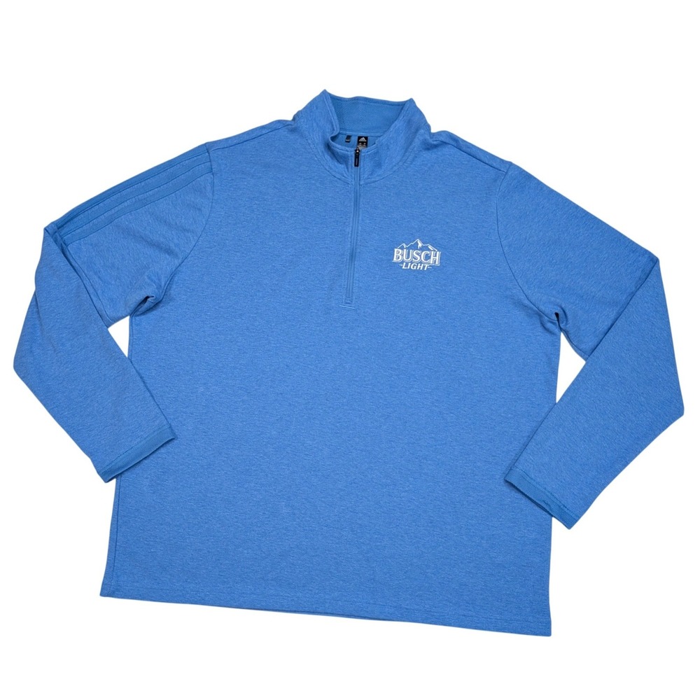 Adidas Busch Light 1/4 Zip Golf Pullover Mens 2XL Blue Beer Logo HG8816